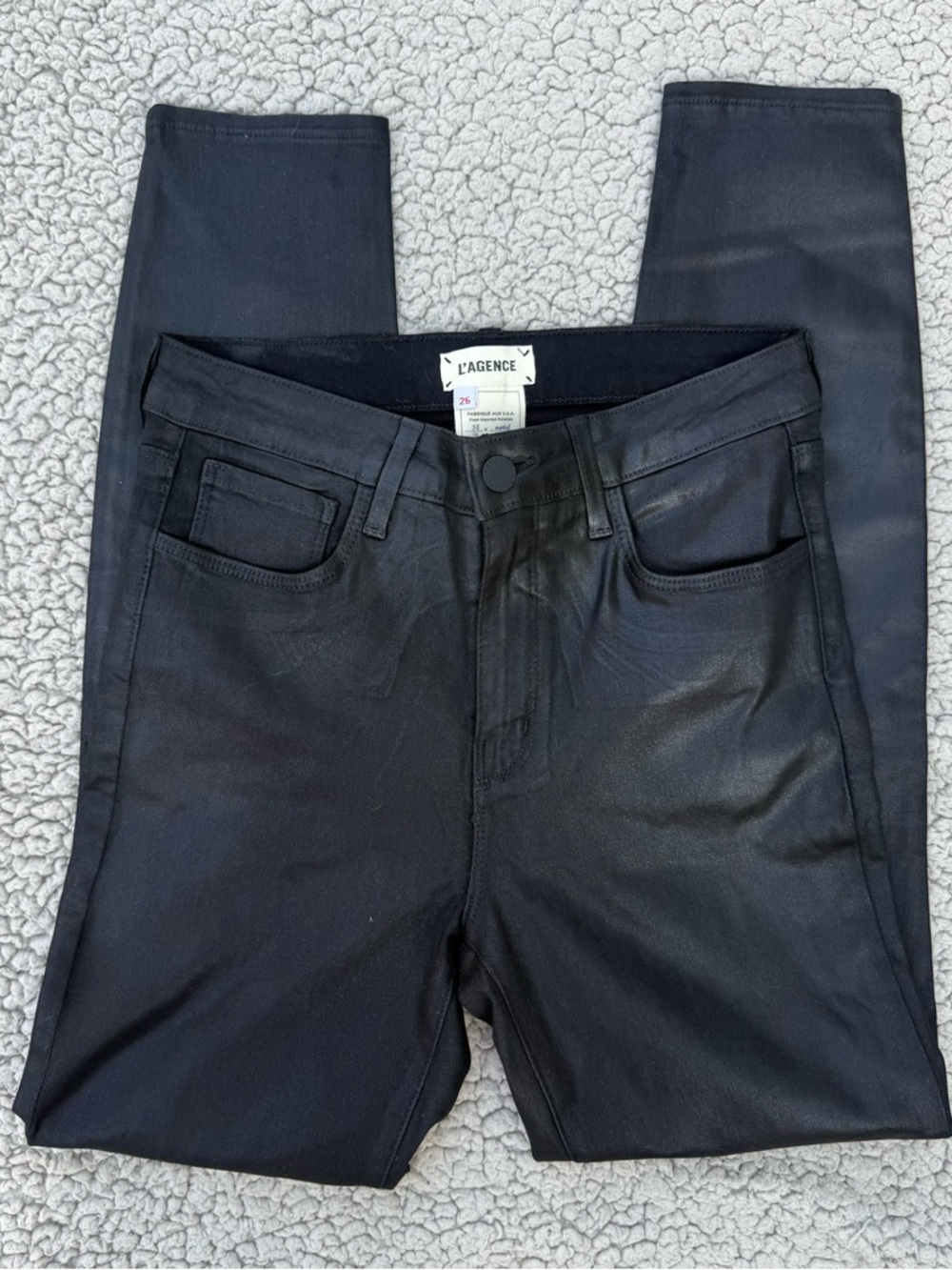 L'Agence Black Coated Skinny Jeggings